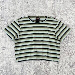 women’s dickies shirt striped green & blue top